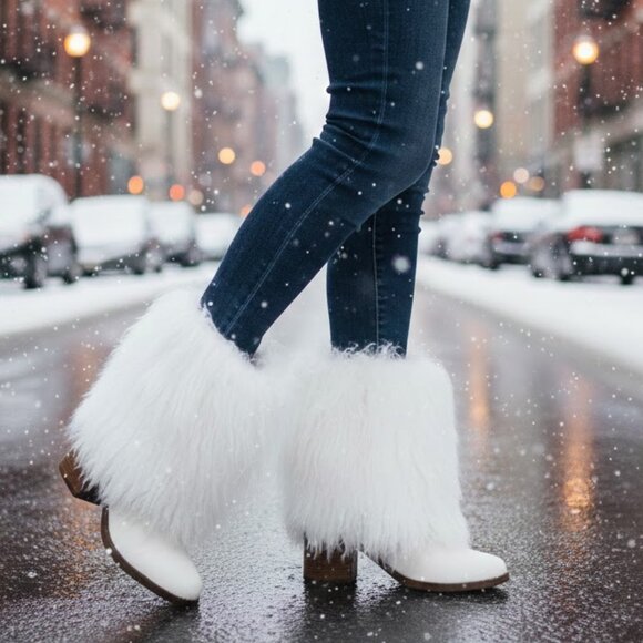 Bearpaw Botica White Shearling Fur Wool Warm Mongolian Sherpa Winter Boots 10 - Picture 1 of 9
